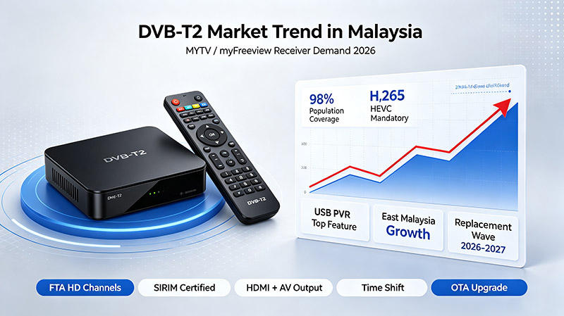 Andamento del mercato DVB-T2 in Malesia (2026 myFreeview / MYTV)